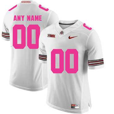 Men's Ohio State Buckeyes White Customized 2018 Breast Cancer Awareness College Football Jersey